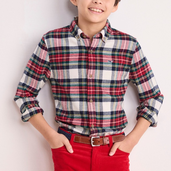 NWT Vineyards Vines Boys' Vineyard Flannel Plaid Shirt - size XL - Picture 1 of 5